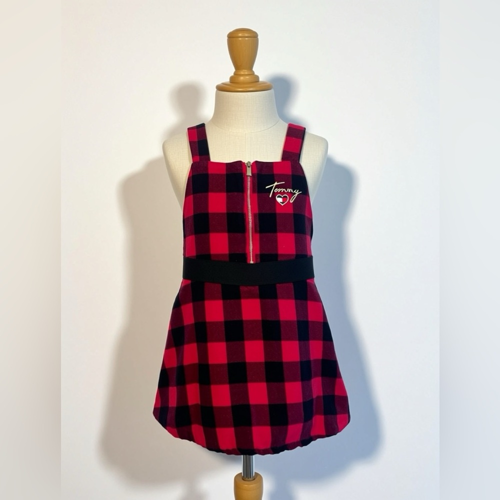 Tommy Hilfiger Girls Jumper Dress Red and Black Plaid - Sz 5